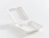 Eco Guardian 8” x 8” Fibre Hinged Container, 8" x 8" Compostable Clamshell