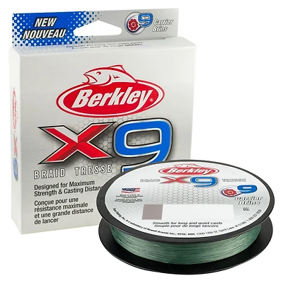 Berkley X9BFS30-22 X9 Braid 9-carriers create stress free line 165yd 30/10lb test 0.012 Diam (in) Low-Vis Green, Maximum strength, increased distance