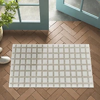 Tapis d'interieur exterieur a carreaux Rug Branch Maise, beige creme, moderne - Entree, couloir, salle de bain et cuisine