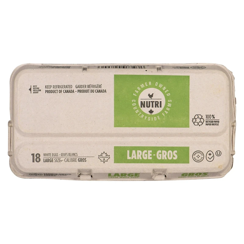 Countryside Farms Large White Eggs, 18 Count