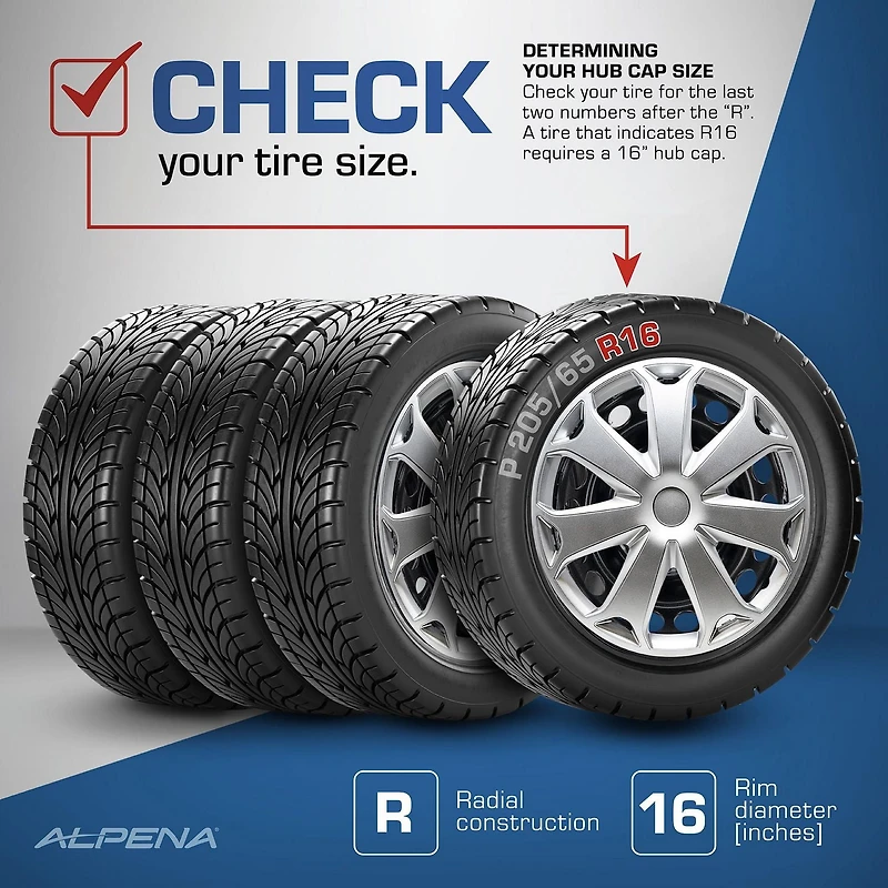 Alpena Enjoliveurs de roue Jiro, 16 po, argenté - ensemble de 4