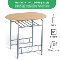 Fullfurnique Ensemble de salle à Manger Rond Moderne 3 Pièces avec Table et 2 Chaises Pieds en Acier, Naturel