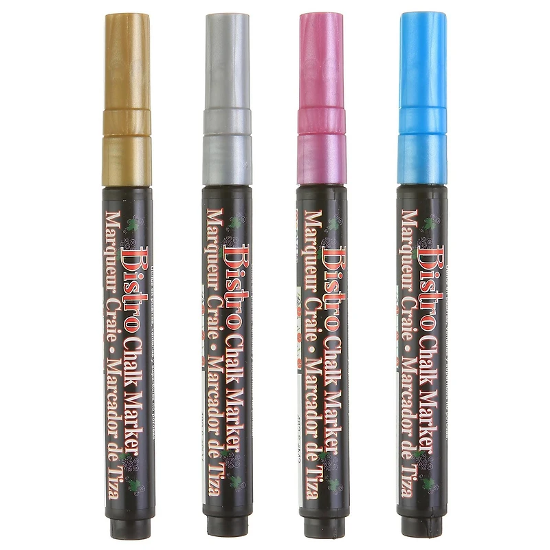 MARVY UCHIDA® BISTRO CHALK MARKER 4 PIÈCES METALLIC FINE POINT SET