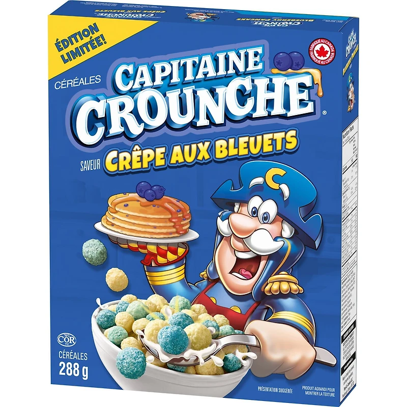 Capitaine Crounche céréales saveur Crêpe aux bleuets, 288 g.