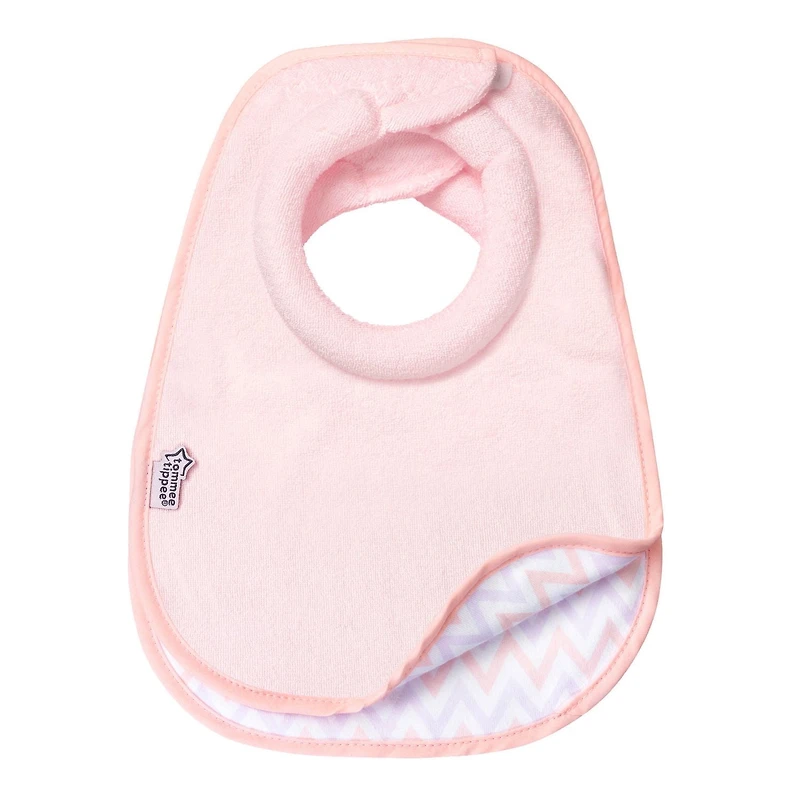 Tommee Tippee Closer to Nature Comfi-Neck Reversible Soft Baby Bib, 0m+ – Pink