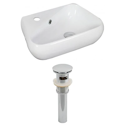 in. W Above Counter White Bathroom Vessel Sink Set For 1 Hole Left Faucet AI