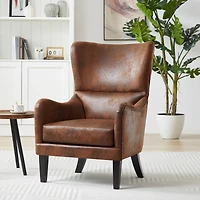 Noble House HI-BACK fauteuil clouté pour chambre d’étude de salon, Design classique, brun