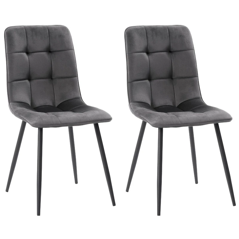 CorLiving Nash Set of 2 Velvet Upholstered Indoor Side Chairs with Black Flared Metal Legs