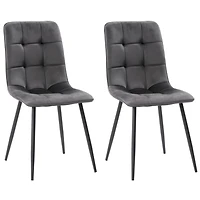 CorLiving Nash Set of 2 Velvet Upholstered Indoor Side Chairs with Black Flared Metal Legs