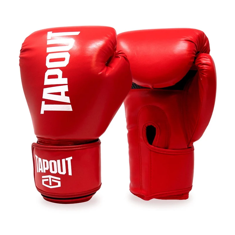 Tapout 10 oz Boxing Gloves With Adjustable Hook And Loop Closure - Red