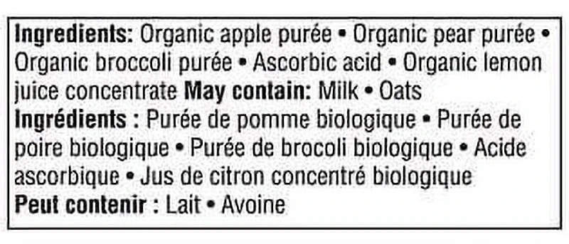 Parent’s Choice Organic Pear, Apple & Broccoli Baby Food Purée, 128 mL