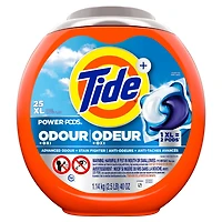 Tide Odour + Oxi Laundry Detergent Pacs, Original Scent, Advanced Odour + Stain Fighter, 25CT