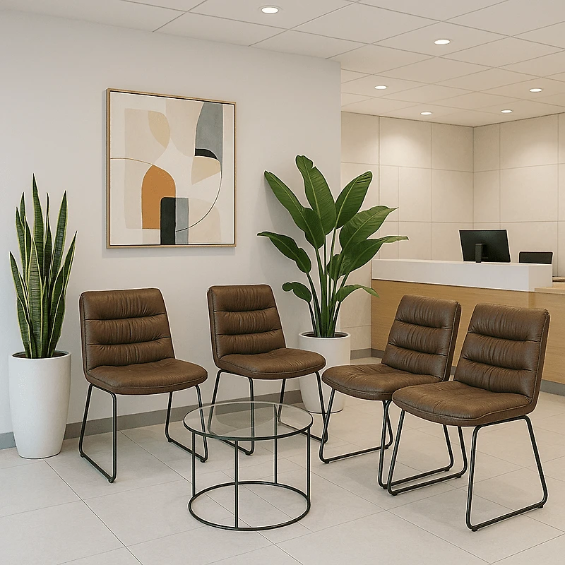 Homy Casa - Ensemble de 2 chaises de salle à manger rembourrées avec dossier capitonné et pieds en métal argenté brossé