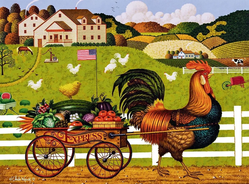 Buffalo Games - Le puzzle Charles Wysocki - Rooster Express - en 1000 pièces