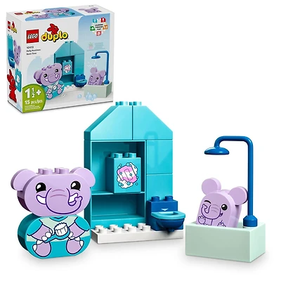 LEGO DUPLO My First Daily Routines: Bath Time Playset, Toddler Learning Toy for Kids Ages 18 Months Plus, Includes 2 Elephant Toys, Helps Preschoolers Role-Play Potty Training, STEM Toy, 10413, Includes 15 Pieces, Ages 1½+