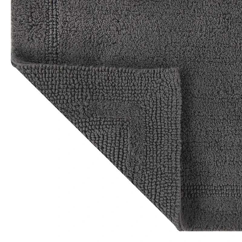 Better Homes & Gardens Cotton Reversible Bath Rug, Grey  Flannel, 17" x 24", 100% Cotton, 17"x24"