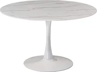 Leo White Round Faux Marble Dining Table with Tulip Base 36"