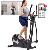 Sunny Health & Fitness Heavy-Duty Smart Elliptical Trainer, 300LB Load Equipment for Indoor Cardio Exercise, Adjustable Resistance for Full-Body Cross Training, Free SunnyFit App Bluetooth Connection