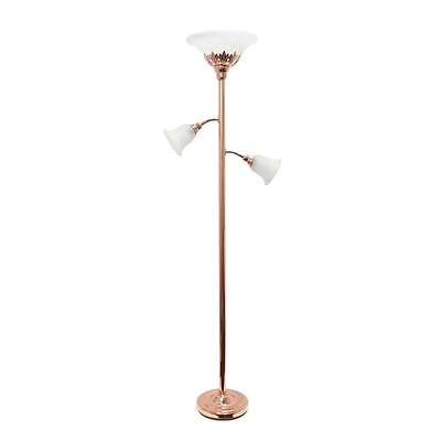Elegant Designs 3 Light Floor Lamp with Scalloped Glass Shades