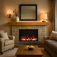 Tablette de foyer de 60 po en bois d'acacia fini lustré