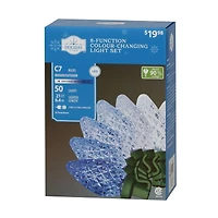 Guirlandes lumineuses de Noël à 50 lumières à DEL C7 à changement de couleur, taille diamant, bleu à blanc froid
