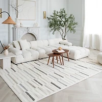 Tapis Branch Nimbus Tapis d'intérieur moderne, gris crème, géométrique - Salon, chambre, salle à manger et cuisine