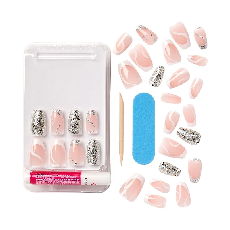 KISS Voguish Fantasy Nails - Fake Nails, 28 Count, Medium