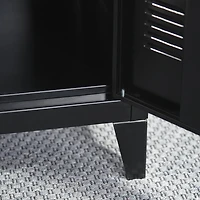 Homylin Home Storage Cabinet 3 Shelves 1 Door, Multipurpose Metal Locker Modern Large Space Cupboard - Black
