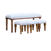 4 Piece Wood Bench And Stools Set (Diamond)