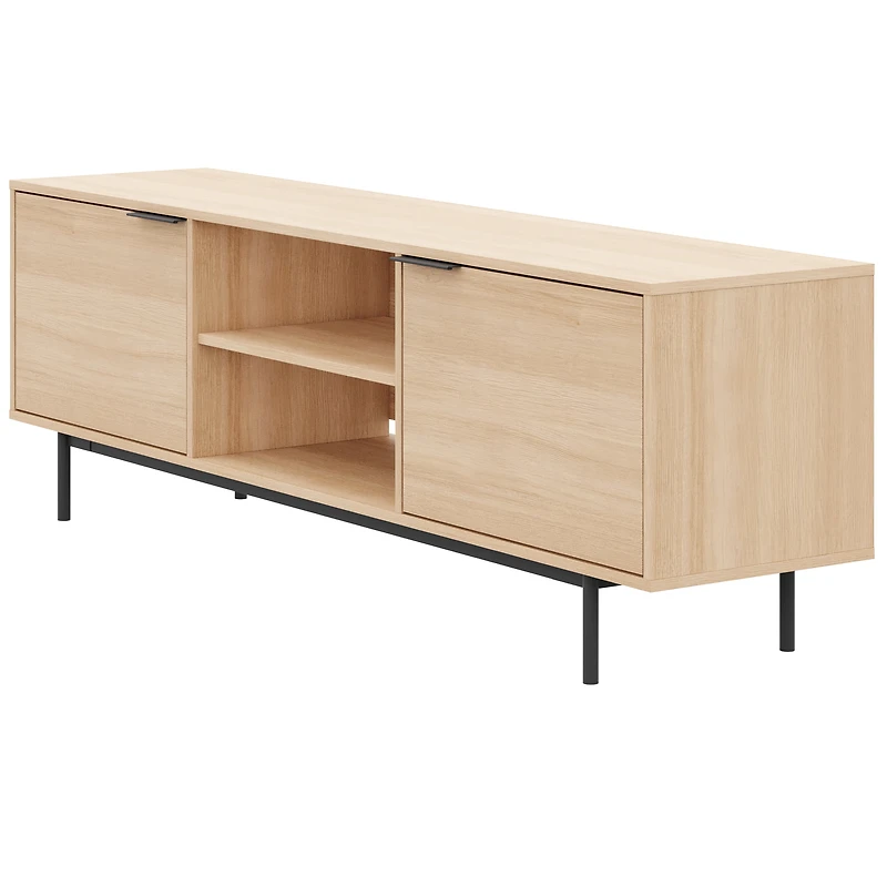 Nexera Hamilton 70 inch TV Stand with 2 Storage Cabinets, Natural Blonde Oak