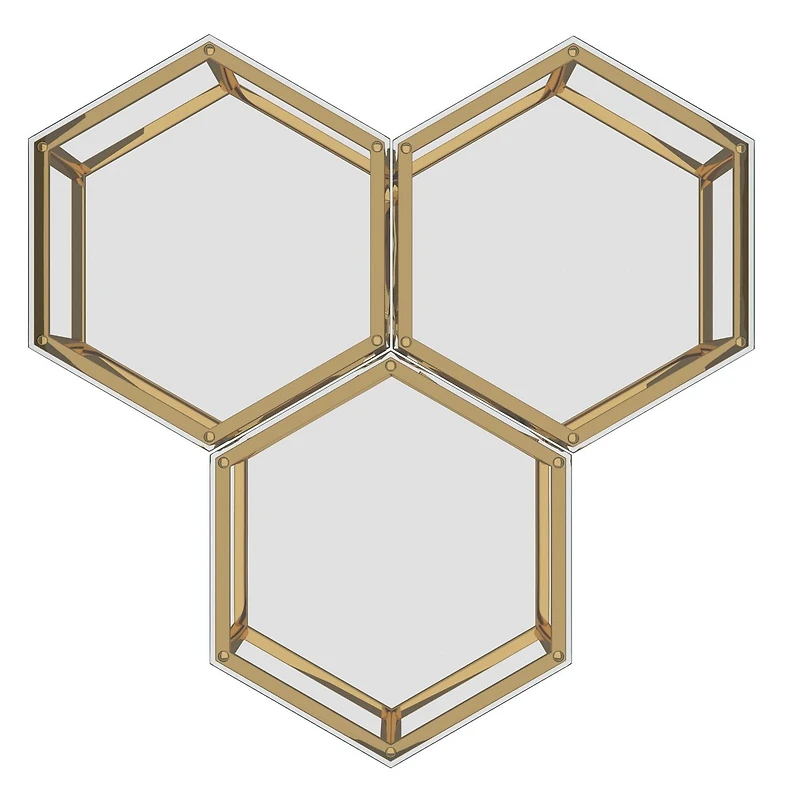 Table d'Appoint Contemporaine en Métal et Verre, Jeu de 3 - Or