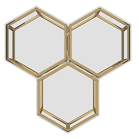 Table d'Appoint Contemporaine en Métal et Verre, Jeu de 3 - Or