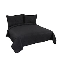 Marina Decoration Solid Embossed Pinsonic Coverlet Bedspread Bedding Ultra Soft Summer Quilt Set with Shams
