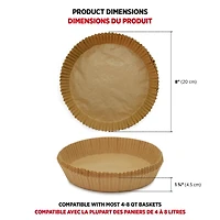 Starfrit Air Fryer Liners - 50 Count per pack - Disposable Parchment Paper Liners - Non-Stick - Oil Proof - Waterproof - 8” Round Shape - For 5-8 Qt Baskets, AIRFRYER PAPER