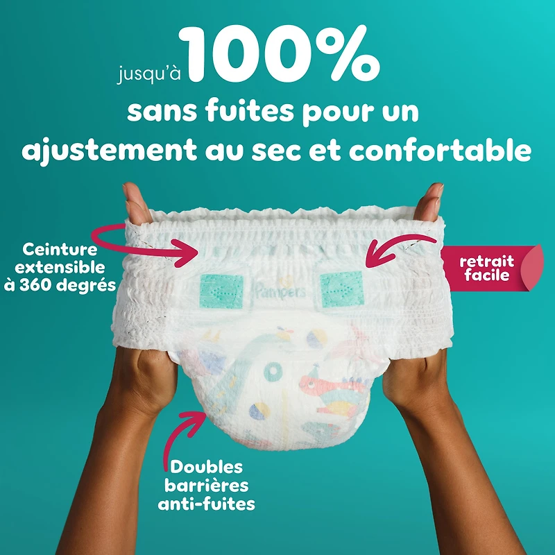 Pampers Couches - Cruisers 360° - Taille 5, Ajustement Anti-Fuites jusqu'à 100 %, Conçues pour les Bébés Actifs, Couche-Culotte à Enfiler, Attaches Faciles à Enlever Conçues pour des Changements Faciles