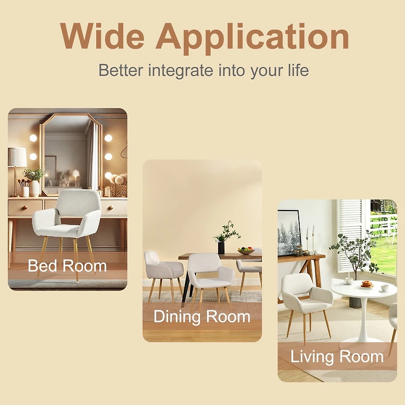 Ensemble de table et de chaises Homy Casa 4 places avec table et fauteuils en imitation noyer industriel, tissu beige