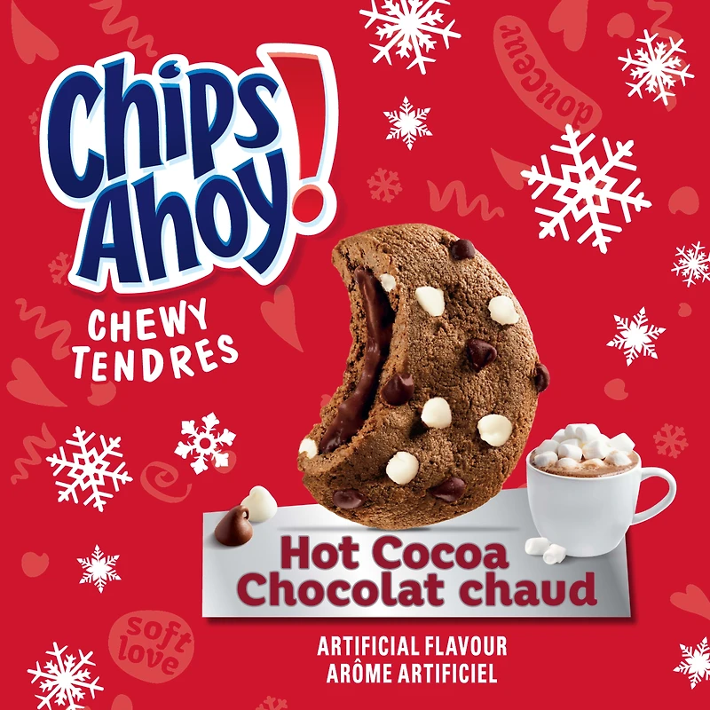 Les biscuits aux pépites à saveur de chocolat CHIPS AHOY! Chocolat chaud, biscuits des fêtes série limitée 281 g