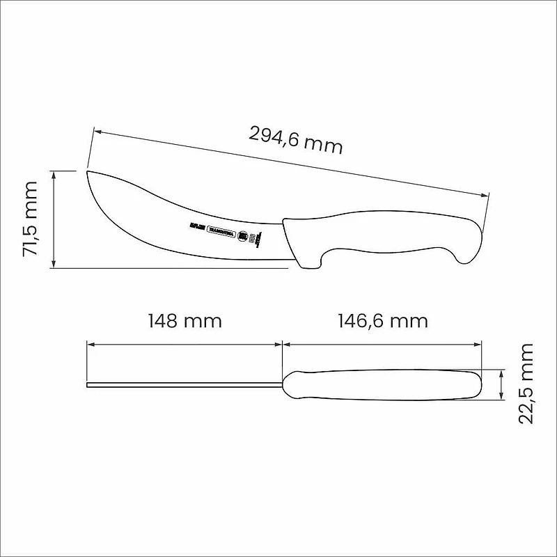 Couteau à dépecer et à saigner Tramontina Professional, avec lame en acier inoxydable et poignée blanche en polypropylène de 15,2 cm (6 po)