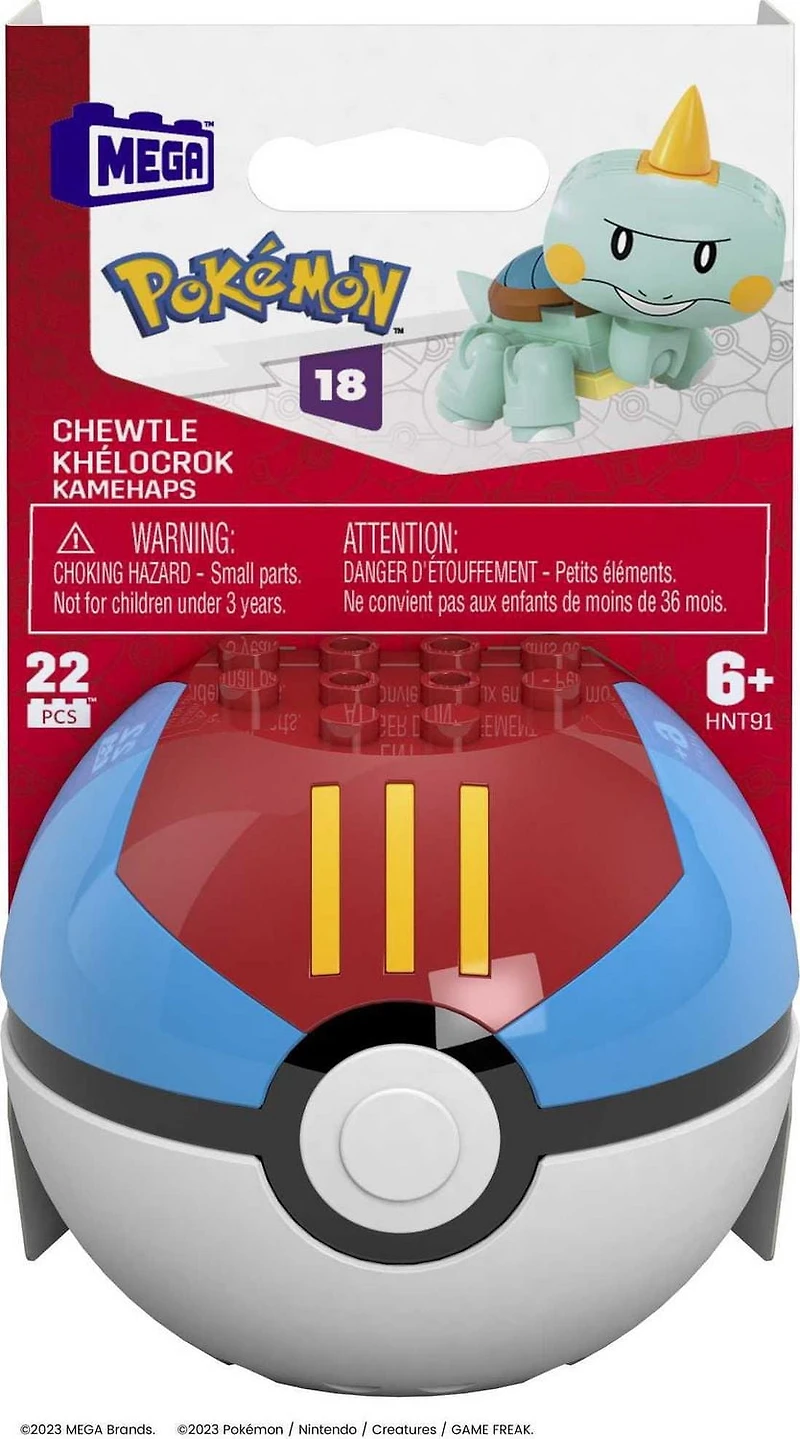 MEGA – Pokémon – Figurine articulée – Khélocrok, Pokéball - 22 pièces