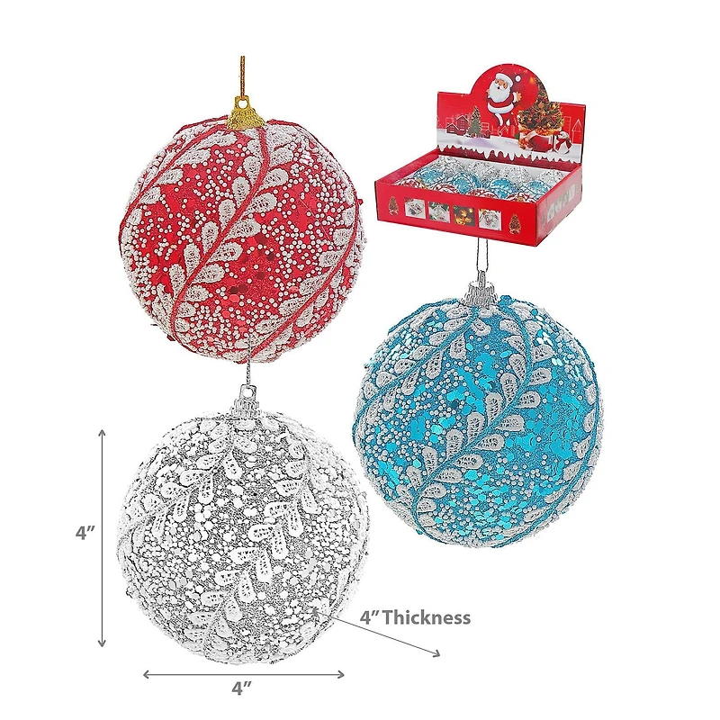 Christmas 10Cm Ornements Lacy - Ensemble De 12