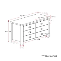 CorLiving Boston Modern Engineered Wood 6 Drawer Wide Adult Dresser with Interlocking Drawers, Black