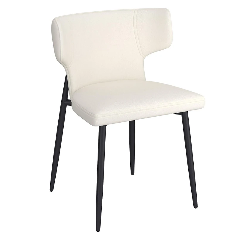 Chaise contemporaine de salle à manger en similicuir et en métal, ensemble de 2 – beige et noir