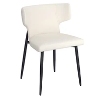 Chaise contemporaine de salle à manger en similicuir et en métal, ensemble de 2 – beige et noir