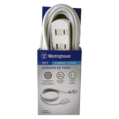 Rallonge en tissu blanc Westinghouse de 15 pi avec 3 prises