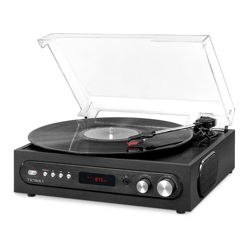 Tourne-disque Bluetooth Tout-en-1 Victrola avec haut-parleurs intégrés et table tournante à 3 vitesses