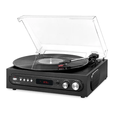 Tourne-disque Bluetooth Tout-en-1 Victrola avec haut-parleurs intégrés et table tournante à 3 vitesses