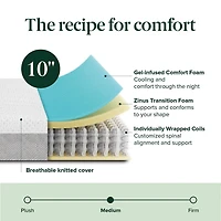 Matelas hybride Airflow rafraîchissant de 10 po en mousse et ressorts ensachés de Zinus, grand