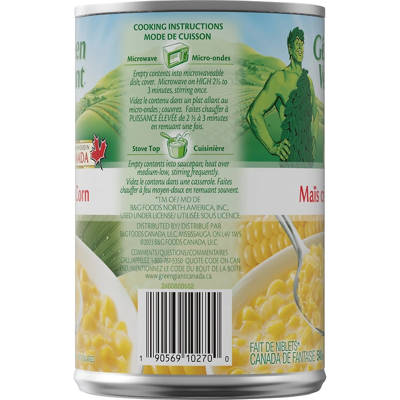 Green Giant Canned Cream Style Corn, Grown and packed in Canada, 540ml, 19 fl oz