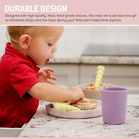 100% Silicone Feeding Meal Set, Plate, Bowl, Cup – Dishwasher & Microwave Safe. 6 months 6m+