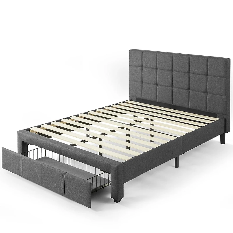 Zinus Lottie Upholstered Platform Bed Frame with Storage Drawer